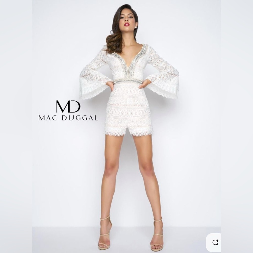 Mac Duggal White Lace Romper